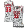 Scottie Pippen Chicago Bulls Women's 1997 Doodle Swingman Jersey White Unique Must - Have for Jerseys Lovers