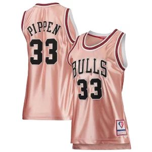 Scottie Pippen Chicago Bulls Women's Gorgeous 75th Anniversary Rose Gold 1997 Swingman Jersey Pink Ideal for Collectors