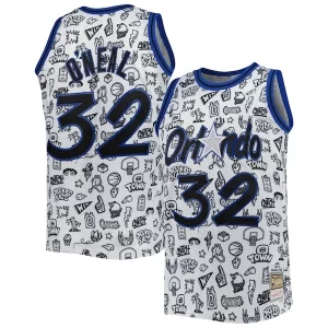 Shaquille O'Neal Gorgeous Orlando Magic 1994/95 Hardwood Classics Doodle Swingman Jersey White for Basketball Enthusiasts
