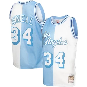 Shaquille O'Neal Los Angeles Lakers Big & Tall Hardwood Classics 1996/97 Split Swingman Jersey Gorgeous Powder Blue/White Must - Have for Jerseys Lovers