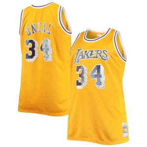 Shaquille O'Neal Los Angeles Lakers Big Trendy & Tall 1996 97 NBA 75th Anniversary Diamond Swingman Jersey Gold Great for Fans