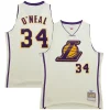 Shaquille O'Neal Los Angeles Lakers Chainstitch Eye - catching Swingman Jersey Cream Great for Fans