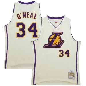 Shaquille O'Neal Los Angeles Lakers Chainstitch Eye - catching Swingman Jersey Cream Great for Fans