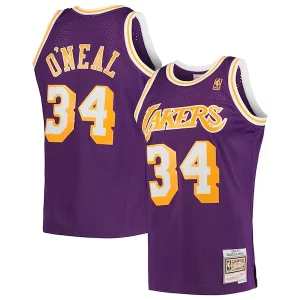 Shaquille O'Neal Los Angeles Lakers Hardwood Classics Swingman Eye - catching Jersey Purple/Royal/Gold Great for Fans