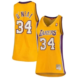 Shaquille O'Neal Los Angeles Lakers Women's 1999/00 Hardwood Classics Eye - catching Swingman Jersey Gold Must - Have for Jerseys Lovers