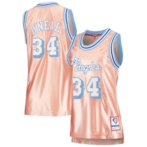 Shaquille O'Neal Los Angeles Lakers Women's Eye - catching 75th Anniversary Rose Gold 1996 Swingman Jersey Pink for Basketball Enthusiasts