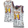 Shaquille O'Neal Los Eye - catching Angeles Lakers Women's 1996 Doodle Swingman Jersey White for Basketball Enthusiasts