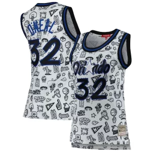 Shaquille O'Neal Orlando Magic Trendy Women's 1994 Doodle Swingman Jersey White for Basketball Enthusiasts