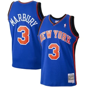 Stephon Marbury New York Knicks Hardwood Eye - catching Classics Swingman Jersey Blue Ideal for Collectors
