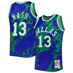 Steve Nash Dallas Mavericks 1998/99 Hardwood Classics Marble Swingman Jersey Stylish Blue Must - Have for Jerseys Lovers