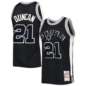Tim Duncan San Antonio Chic Spurs 1998/99 Hardwood Classics Off Court Swingman Jersey Black for Basketball Enthusiasts