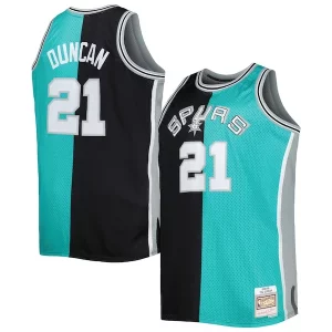 Tim Duncan San Antonio Spurs Big Premium & Tall Hardwood Classics 1998/99 Split Swingman Jersey Black/Teal Ideal for Collectors