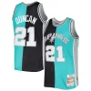 Tim Duncan San Antonio Spurs Chic Hardwood Classics 1998/99 Split Swingman Jersey Black/Teal Perfect for Game Day