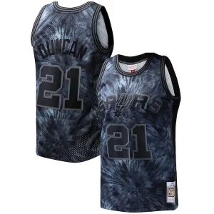 Tim Duncan San Antonio Spurs Gorgeous Hardwood Classics 1998/99 Tie Dye Swingman Jersey Black Must - Have for Jerseys Lovers