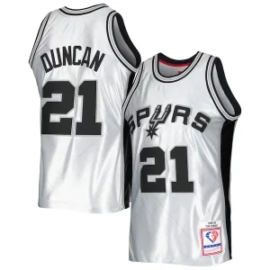 Tim Duncan San Antonio Spurs Premium 1998/99 Hardwood Classics 75th Anniversary Swingman Jersey Platinum Perfect for Game Day