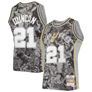 Tim Stylish Duncan San Antonio Spurs Hardwood Classics 1998/99 Lunar New Year Swingman Jersey Black Must - Have for Jerseys Lovers