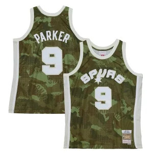 Tony Parker San Antonio Spurs Hardwood Classics 2000/01 Stylish Ghost Green Swingman Jersey Camo for Basketball Enthusiasts