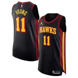 Trae Young Atlanta Hawks Jordan Brand Authentic Stylish Player Jersey Statement Edition Black Perfect for Game Day