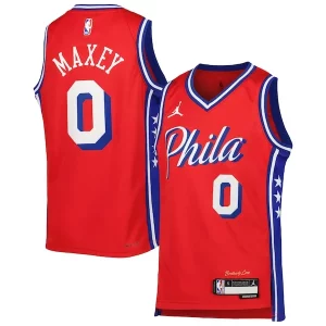 Tyrese Maxey Philadelphia Unique 76ers Jordan Brand Youth Swingman Jersey Statement Edition Red Great for Fans