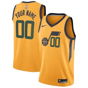 Utah Jazz Nike Swingman Custom Jersey Gorgeous Statement Edition Gold for Basketball Enthusiasts