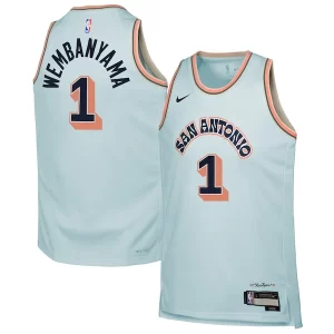 Victor Wembanyama San Antonio Spurs Nike Youth 2024/25 Swingman Player Jersey City Edition Light Blue Eye - catching Must - Have for Jerseys Lovers