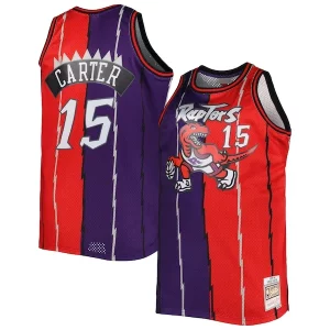 Vince Carter Toronto Raptors Big & Tall Hardwood Classics 1998/99 Split Swingman Jersey Eye - catching Purple/Red Perfect for Game Day