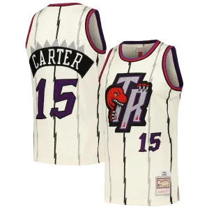 Vince Carter Toronto Raptors Chainstitch Gorgeous Swingman Jersey Cream for Basketball Enthusiasts