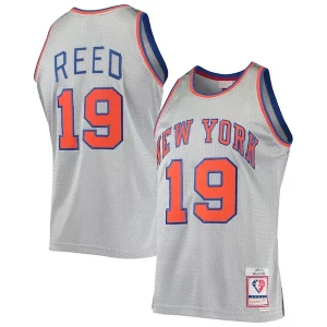 Willis Reed New York Knicks 75th Anniversary 1969/70 Premium Hardwood Classics Swingman Jersey Silver for Basketball Enthusiasts