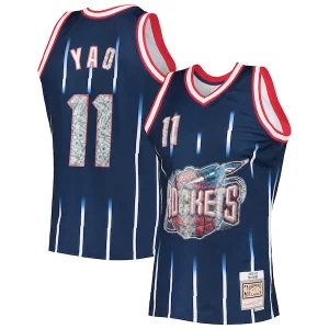 Yao Ming Houston Rockets 2002/03 Hardwood Classics NBA 75th Anniversary Diamond Swingman Jersey Elegant Navy Ideal for Collectors