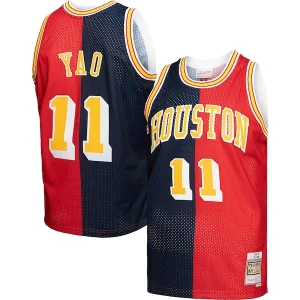 Yao Ming Houston Rockets Hardwood Classics 2004/05 Split Swingman Jersey Navy/Red Fabulous Ideal for Collectors